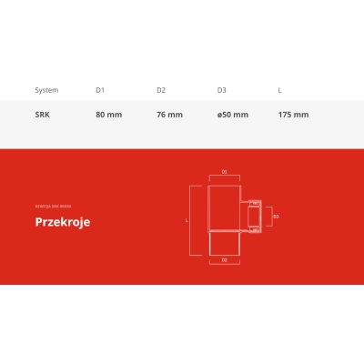 KROP Rewizja do rynny kwadratowej​​​​​​​ SRK 80x80 mm - system rynny kwadratowej PVC